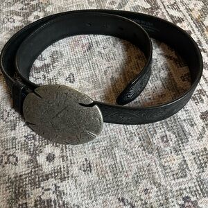 Tony Lama Black Leather Belt with Buckle